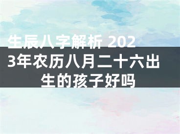 生辰八字解析 2023年农历八月二十六出生的孩子好吗