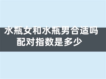 水瓶女和水瓶男合适吗 配对指数是多少