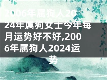 2006年属狗人2024年属狗女士今年每月运势好不好,2006年属狗人2024运势