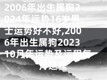 2006年出生属狗2024年运势16岁男士运势好不好,2006年出生属狗202310月年运势及运程每月运程