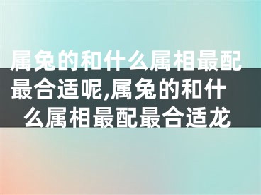 属兔的和什么属相最配最合适呢,属兔的和什么属相最配最合适龙