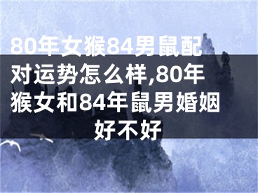 80年女猴84男鼠配对运势怎么样,80年猴女和84年鼠男婚姻好不好