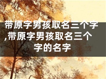 带原字男孩取名三个字,带原字男孩取名三个字的名字