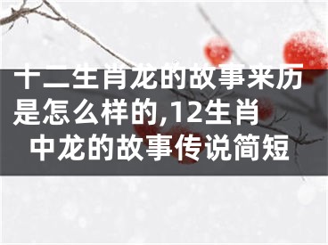 十二生肖龙的故事来历是怎么样的,12生肖中龙的故事传说简短