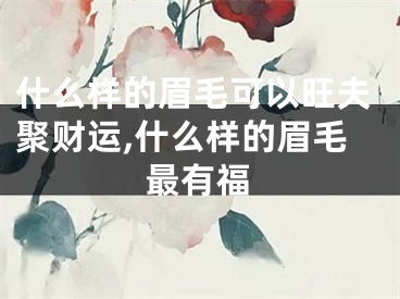 什么样的眉毛可以旺夫聚财运,什么样的眉毛最有福