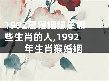 1992属猴姻缘是哪些生肖的人,1992年生肖猴婚姻