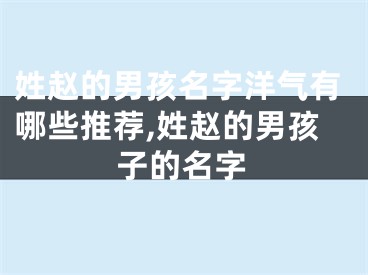 姓赵的男孩名字洋气有哪些推荐,姓赵的男孩子的名字