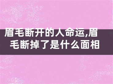 眉毛断开的人命运,眉毛断掉了是什么面相