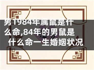 男1984年属鼠是什么命,84年的男鼠是什么命一生婚姻状况