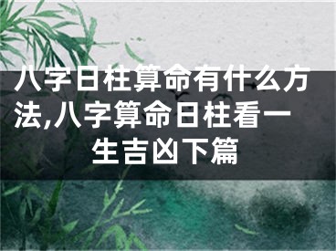 八字日柱算命有什么方法,八字算命日柱看一生吉凶下篇