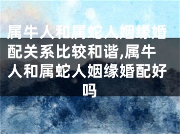 属牛人和属蛇人姻缘婚配关系比较和谐,属牛人和属蛇人姻缘婚配好吗