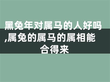 黑兔年对属马的人好吗,属兔的属马的属相能合得来