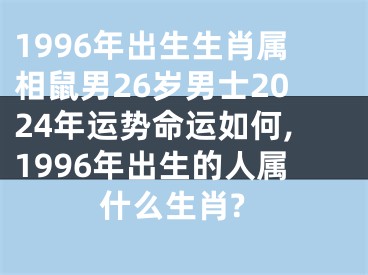 1996年出生生肖属相鼠男26岁男士2024年运势命运如何,1996年出生的人属什么生肖?