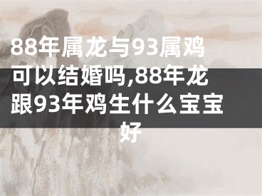 88年属龙与93属鸡可以结婚吗,88年龙跟93年鸡生什么宝宝好