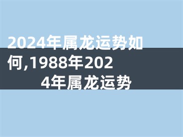 2024年属龙运势如何,1988年2024年属龙运势