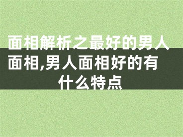 面相解析之最好的男人面相,男人面相好的有什么特点