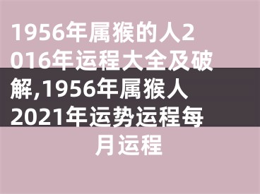 1956年属猴的人2016年运程大全及破解,1956年属猴人2021年运势运程每月运程