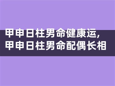 甲申日柱男命健康运,甲申日柱男命配偶长相