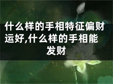 什么样的手相特征偏财运好,什么样的手相能发财