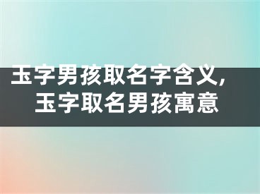 玉字男孩取名字含义,玉字取名男孩寓意