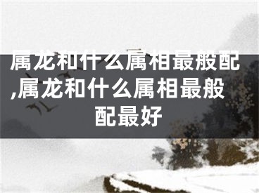 属龙和什么属相最般配,属龙和什么属相最般配最好