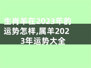 生肖羊在2023年的运势怎样,属羊2023年运势大全