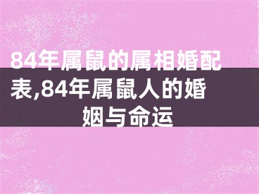 84年属鼠的属相婚配表,84年属鼠人的婚姻与命运