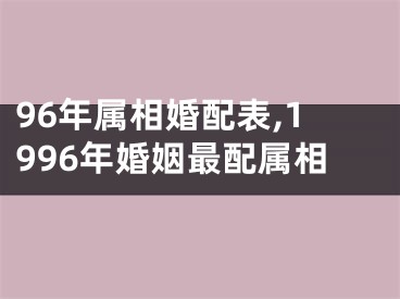 96年属相婚配表,1996年婚姻最配属相