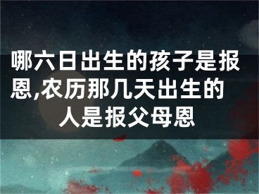 哪六日出生的孩子是报恩,农历那几天出生的人是报父母恩