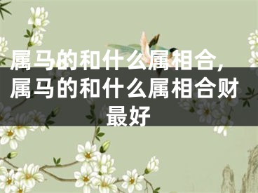 属马的和什么属相合,属马的和什么属相合财最好