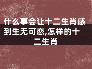 什么事会让十二生肖感到生无可恋,怎样的十二生肖