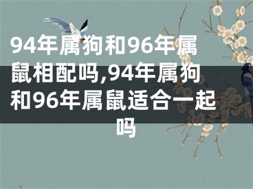 94年属狗和96年属鼠相配吗,94年属狗和96年属鼠适合一起吗