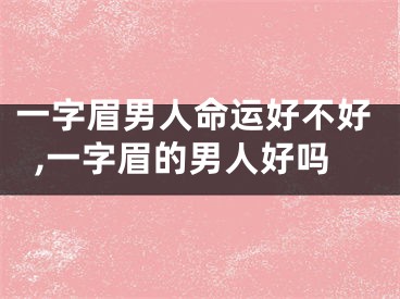 一字眉男人命运好不好,一字眉的男人好吗