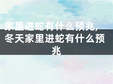 家里进蛇有什么预兆,冬天家里进蛇有什么预兆