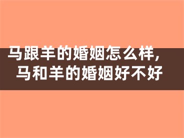 马跟羊的婚姻怎么样,马和羊的婚姻好不好