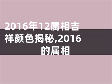 2016年12属相吉祥颜色揭秘,2016的属相