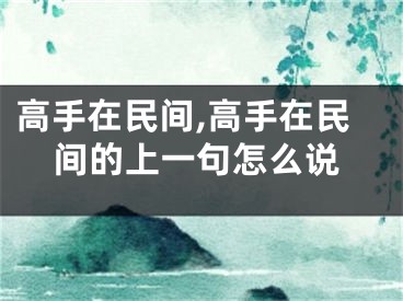 高手在民间,高手在民间的上一句怎么说