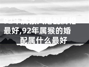 92年属猴人婚配属相最好,92年属猴的婚配属什么最好