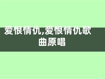 爱恨情仇,爱恨情仇歌曲原唱