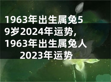 1963年出生属兔59岁2024年运势,1963年出生属兔人2023年运势