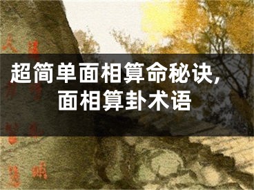 超简单面相算命秘诀,面相算卦术语