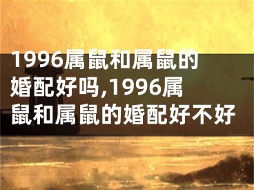 1996属鼠和属鼠的婚配好吗,1996属鼠和属鼠的婚配好不好