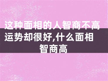 这种面相的人智商不高运势却很好,什么面相智商高