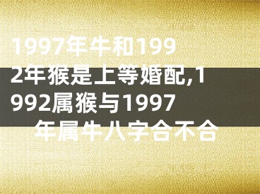 1997年牛和1992年猴是上等婚配,1992属猴与1997年属牛八字合不合