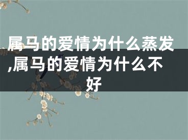 属马的爱情为什么蒸发,属马的爱情为什么不好