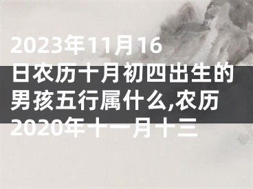 2023年11月16日农历十月初四出生的男孩五行属什么,农历2020年十一月十三