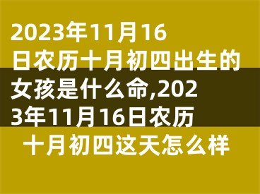 2023年11月16日农历十月初四出生的女孩是什么命,2023年11月16日农历十月初四这天怎么样