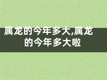 属龙的今年多大,属龙的今年多大啦