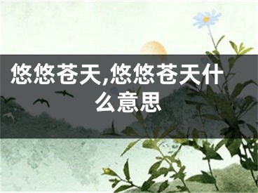 悠悠苍天,悠悠苍天什么意思