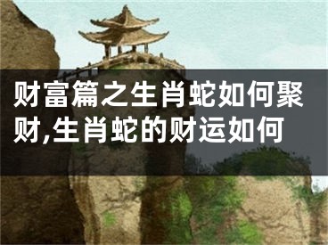 财富篇之生肖蛇如何聚财,生肖蛇的财运如何